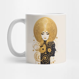 Gustav Klimt's Enigmatic Beauty: Inspired Woman in Gilded Grandeur Mug